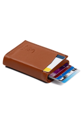 Porte - cartes en cuir vegan noir avec compartiment pour billets et mécanisme coulissant - Justyol