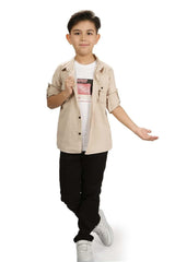 Boys' casual set - 3 pieces "shirt + trousers + t-shirt" - MNK175 - Justyol