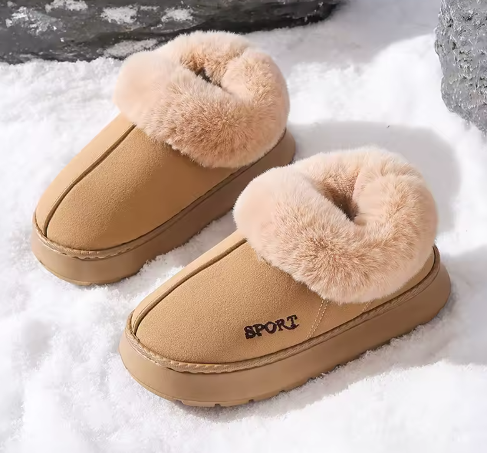 New Platform Snow Boots for Women's Home Thick Warm Wool Shoes Women's Outdoor Anti-Slip Fur Velvet Ankle Short Boots Shoes MU Group