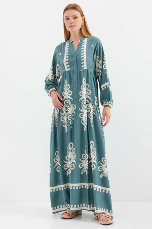 2423 otantik desenli elbise - Justyol