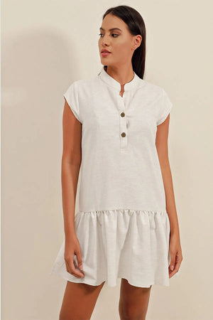 2425 keten mini elbise - Justyol