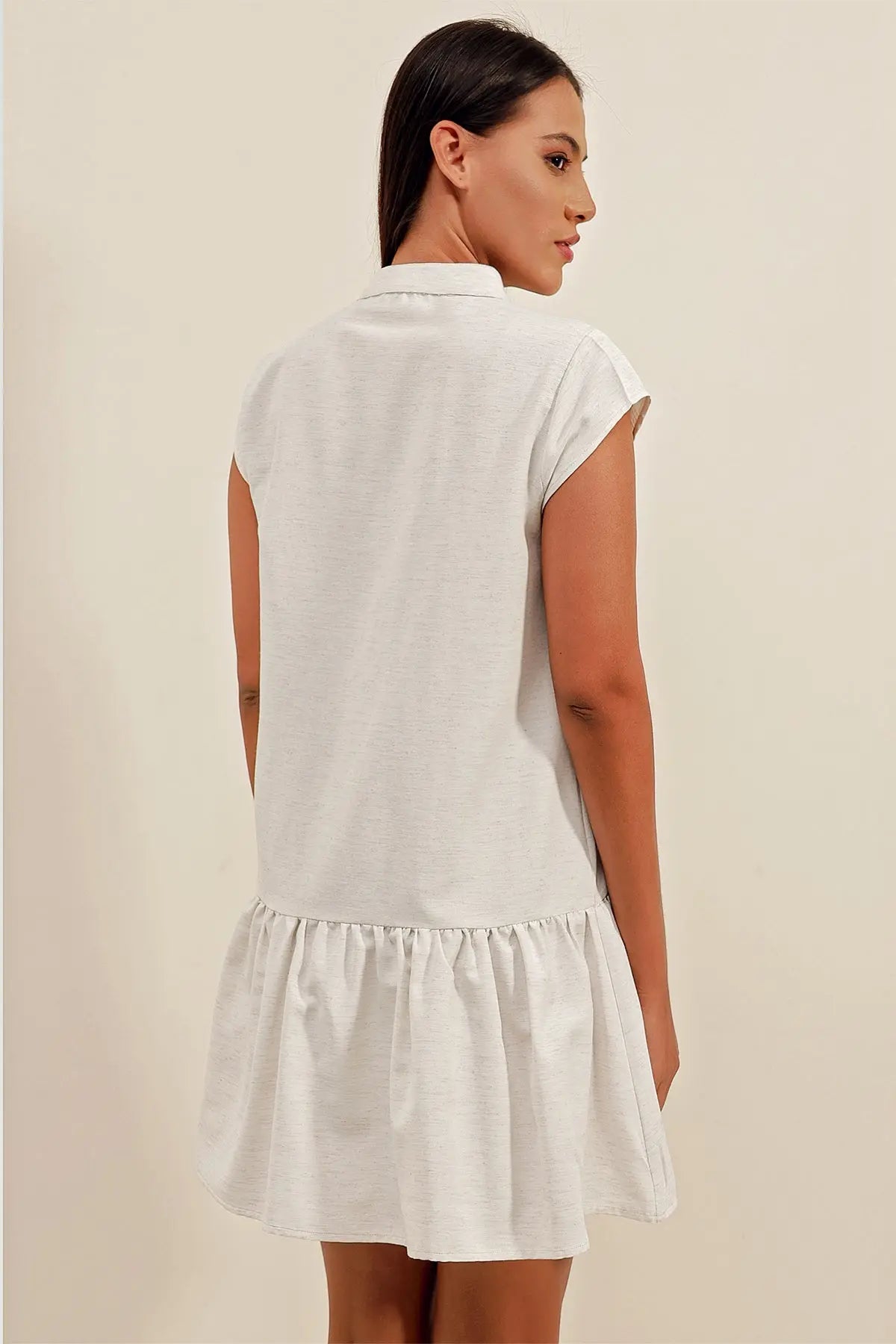 2425 keten mini elbise - Justyol