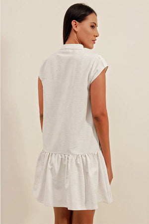 2425 keten mini elbise - Justyol