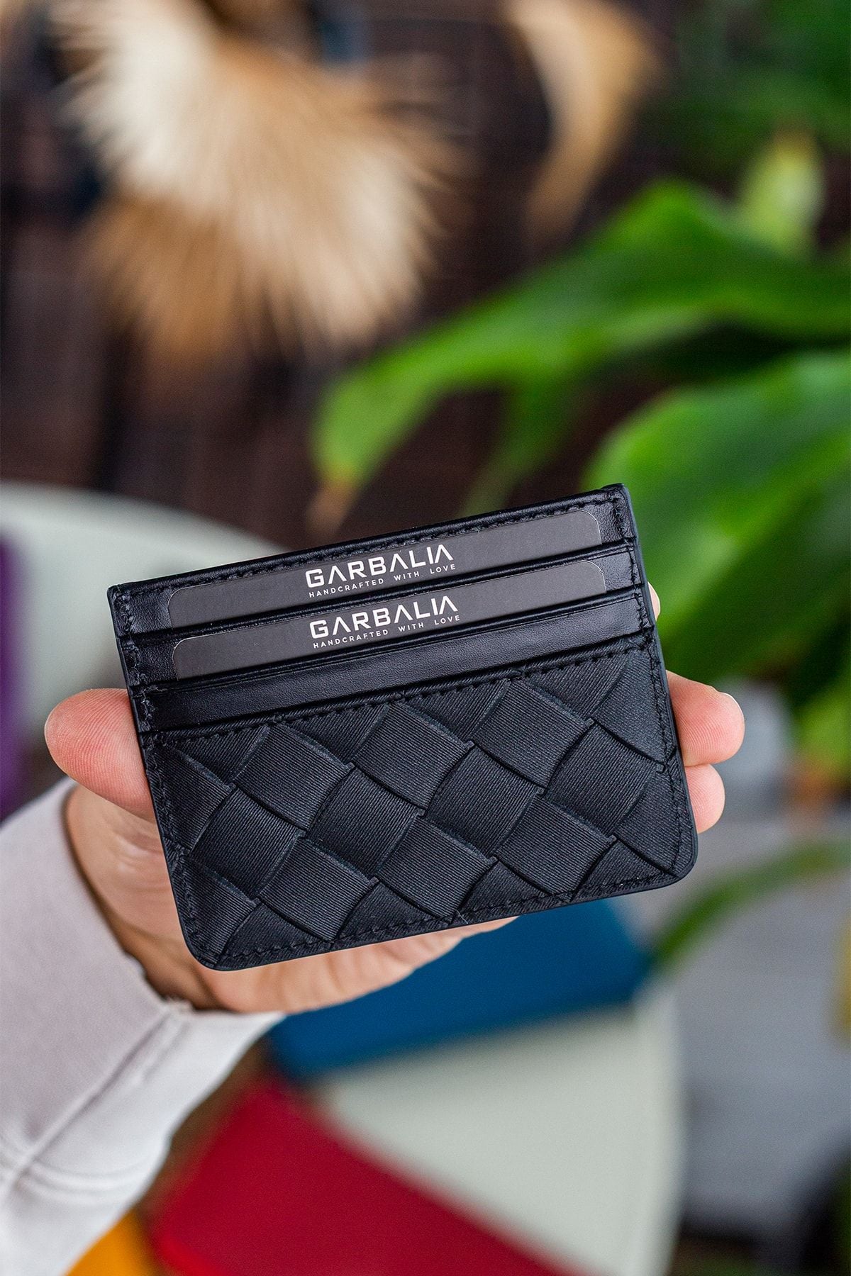 Cape Hakiki Deri Örgü Desenli Ince Unisex Siyah Kartlık - Justyol