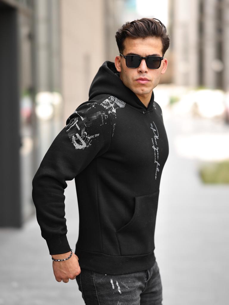 kapüşonlu ve cepli regular fit pamuklu sweatshirt - Justyol
