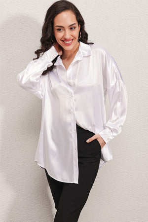 3985 oversize saten gömlek - Justyol