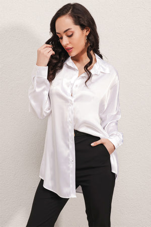3985 oversize saten gömlek - Justyol