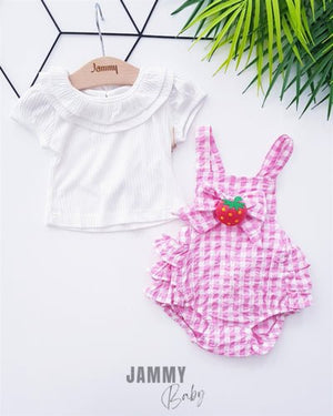 darlene strawberry romper set - Justyol