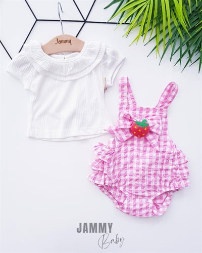 darlene strawberry romper set - Justyol