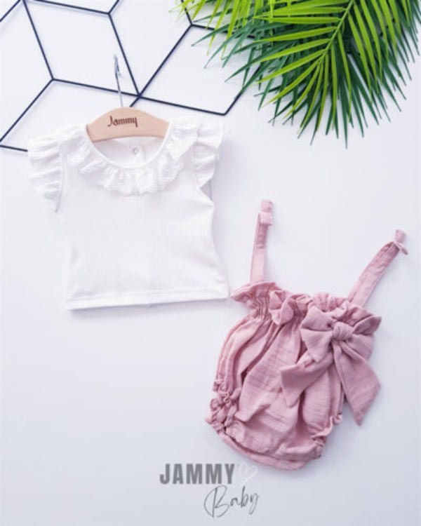 Luce Gömlekli Müslin Fiyonklu Romper Set - Justyol