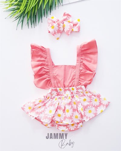 Papatya Bandanalı Romper Set - EKRU - Justyol