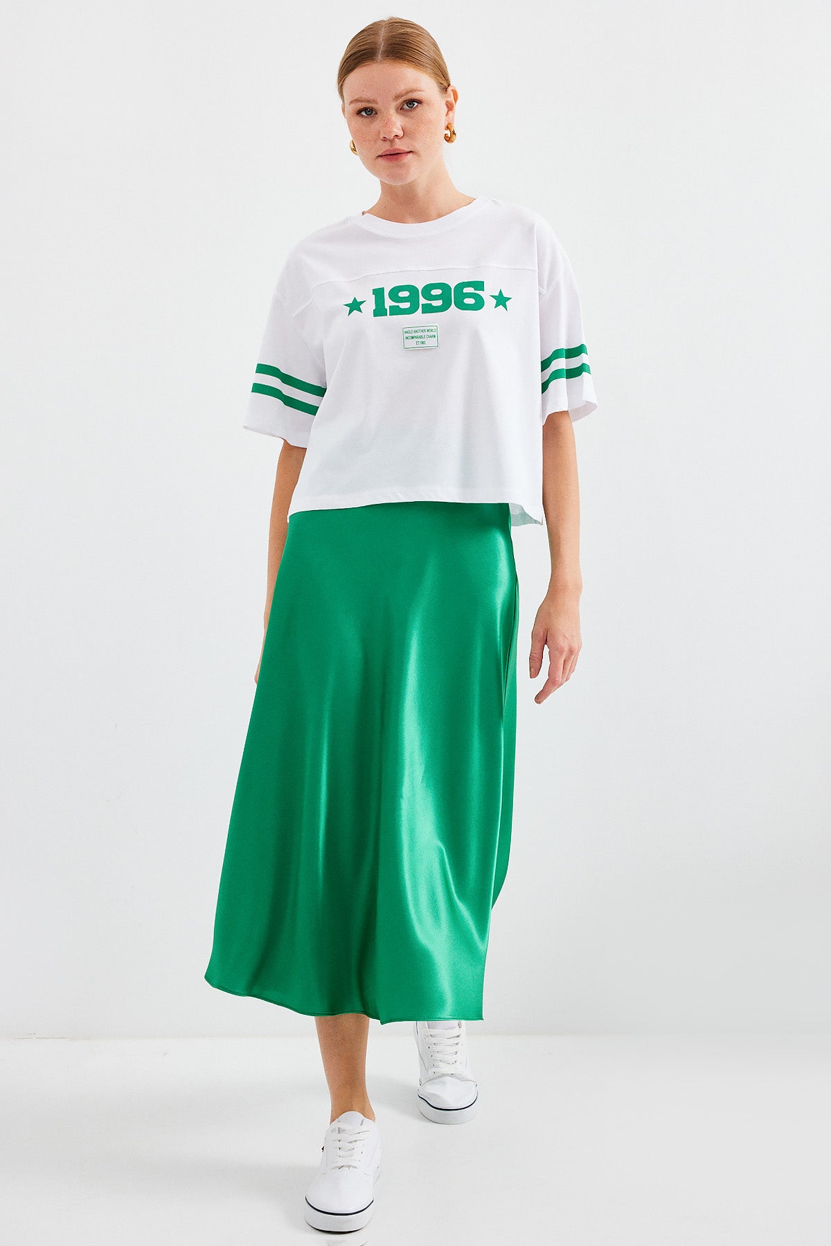 4322 baskili oversize basic tişört - Justyol
