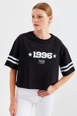 4322 baskili oversize basic tişört - Justyol