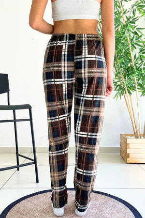 dreamy soft kadife dokulu ekose kareli süet pijama alti pantolon - Justyol