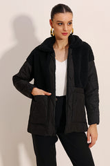 5182 peluş detayli oversize şişme mont - Justyol