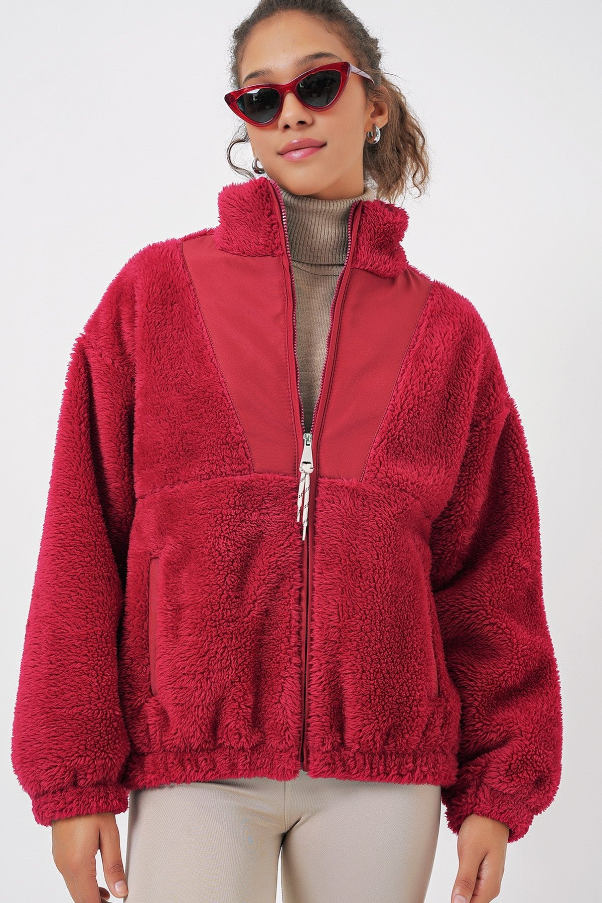 5194 kadin peluş mont ceket - Justyol