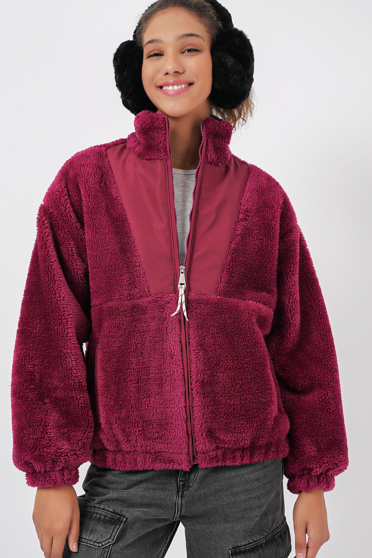 5194 kadin peluş mont ceket - Justyol