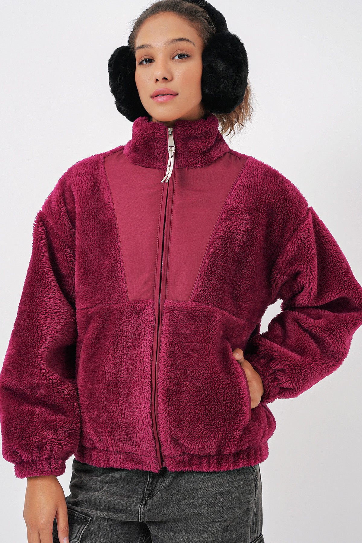 5194 kadin peluş mont ceket - Justyol