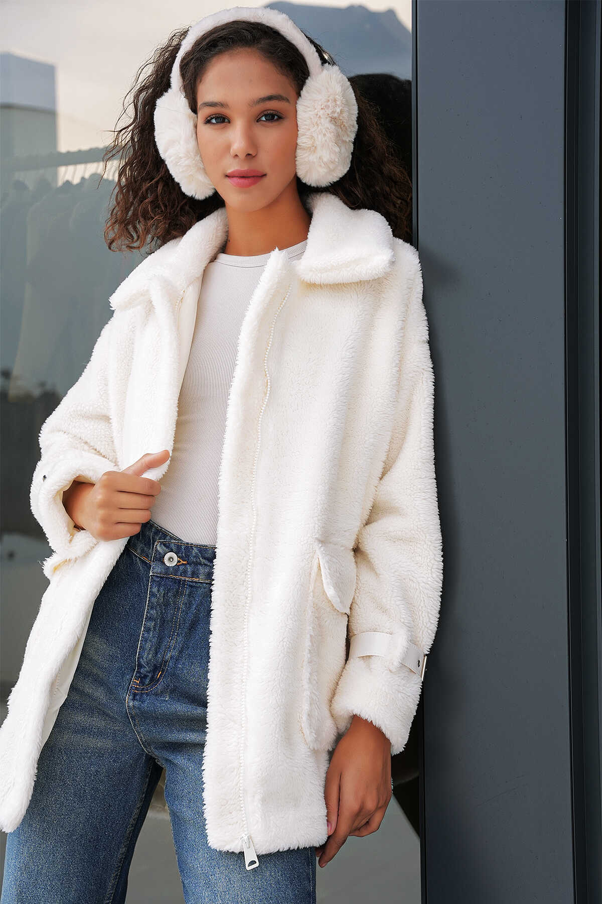 5206 kadin oversize peluş mont - Justyol