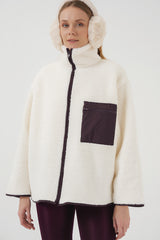 55446 fermuarli oversize peluş ceket - Justyol