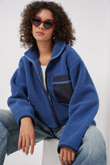 55446 fermuarli oversize peluş ceket - Justyol