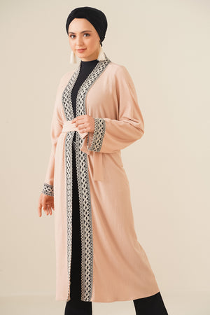 5865 nakişli örme uzun kimono - Justyol