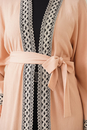 5865 nakişli örme uzun kimono - Justyol