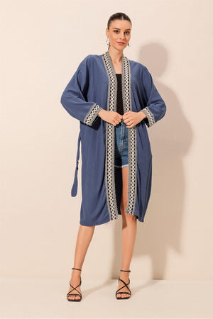 5865 nakişli örme uzun kimono - Justyol