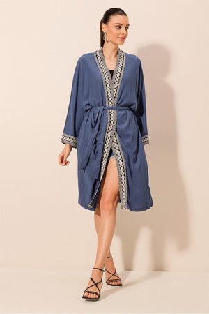5865 nakişli örme uzun kimono - Justyol