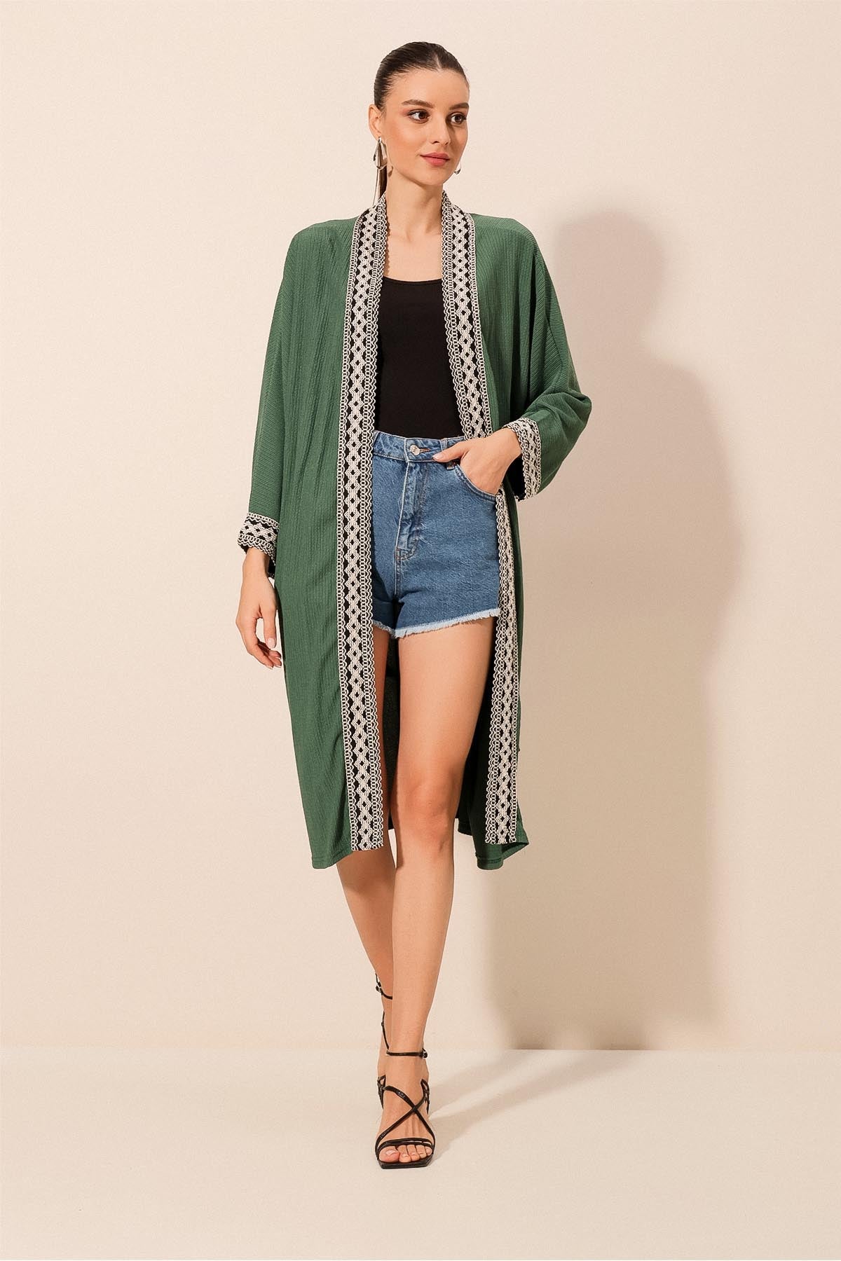 5865 nakişli örme uzun kimono - Justyol