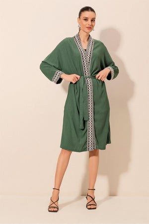 5865 nakişli örme uzun kimono - Justyol