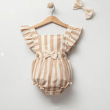 Gemma Striped Bow Bandana Romper - Justyol