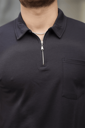 yarim fermuar tek cepli erkek t-shirt - Justyol