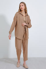 kadinoversize keten alt üst takim 6622 - Justyol