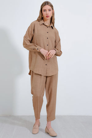kadinoversize keten alt üst takim 6622 - Justyol