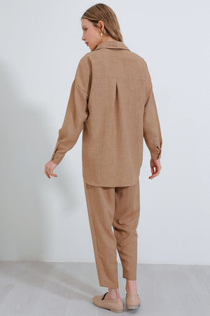 kadinoversize keten alt üst takim 6622 - Justyol