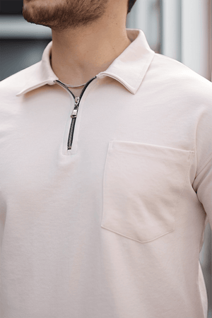 yarim fermuar tek cepli erkek t-shirt - Justyol