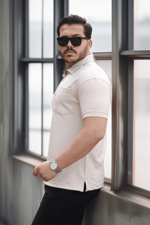 yarim fermuar tek cepli erkek t-shirt - Justyol