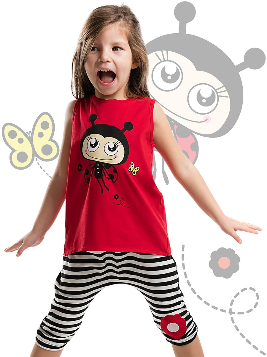 uç uç kiz çocuk t-shirt kapri şort takim - Justyol