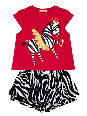 balerin zebra kiz çocuk t-shirt şort takim - Justyol