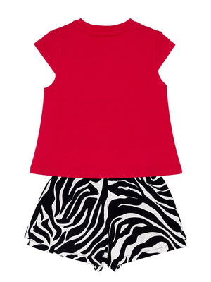 balerin zebra kiz çocuk t-shirt şort takim - Justyol