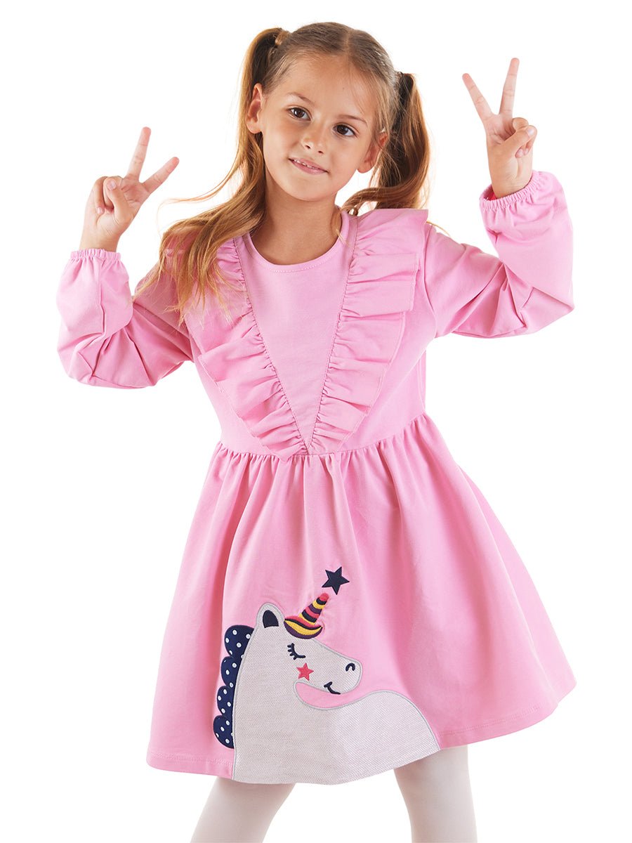 simli unicorn kiz çocukelbise - Justyol