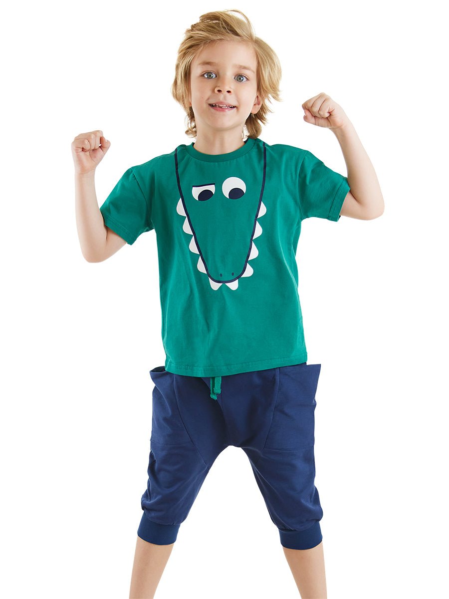 komik timsah erkek çocuk t-shirt baggy şort takim - Justyol