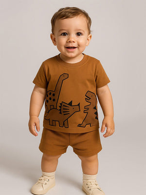 dinozor erkek bebek t-shirt kaşkorse şort takim - Justyol