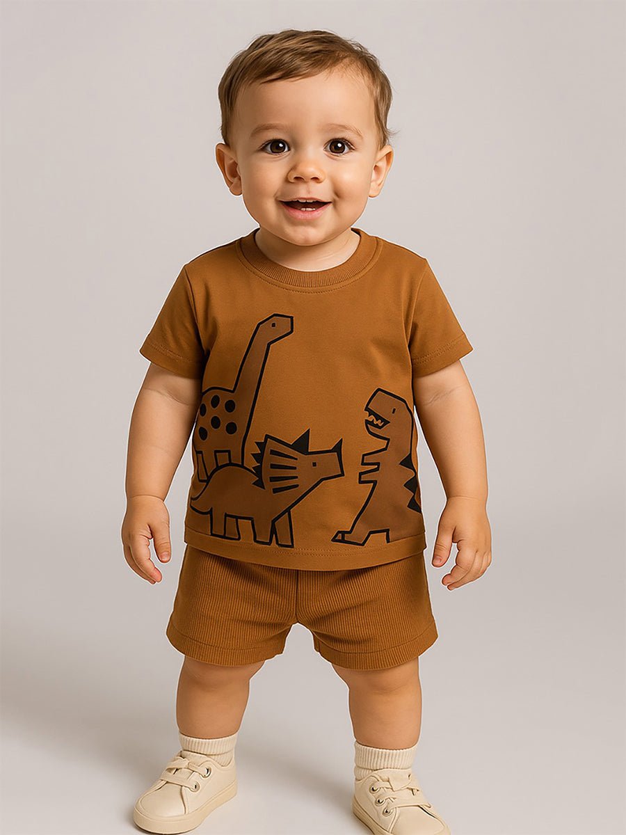 dinozor erkek bebek t-shirt kaşkorse şort takim - Justyol