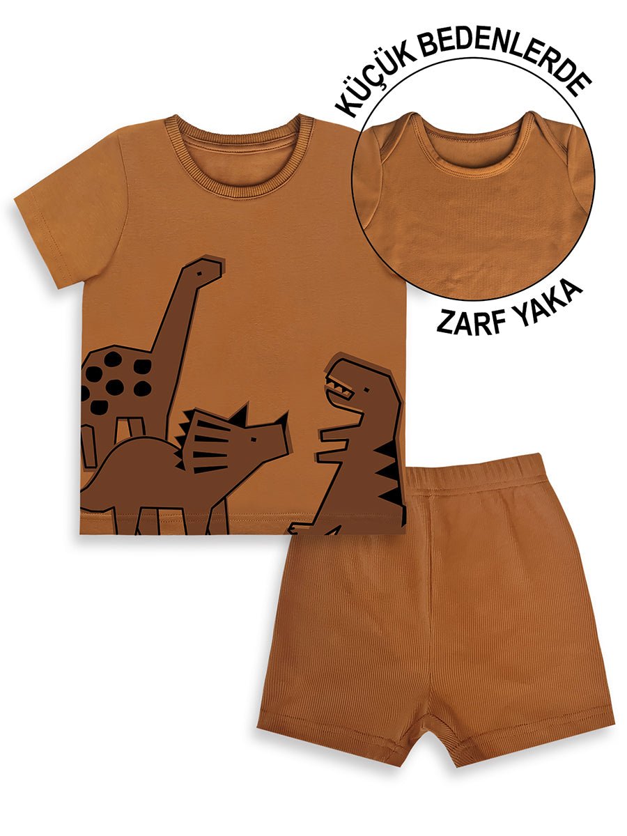 dinozor erkek bebek t-shirt kaşkorse şort takim - Justyol