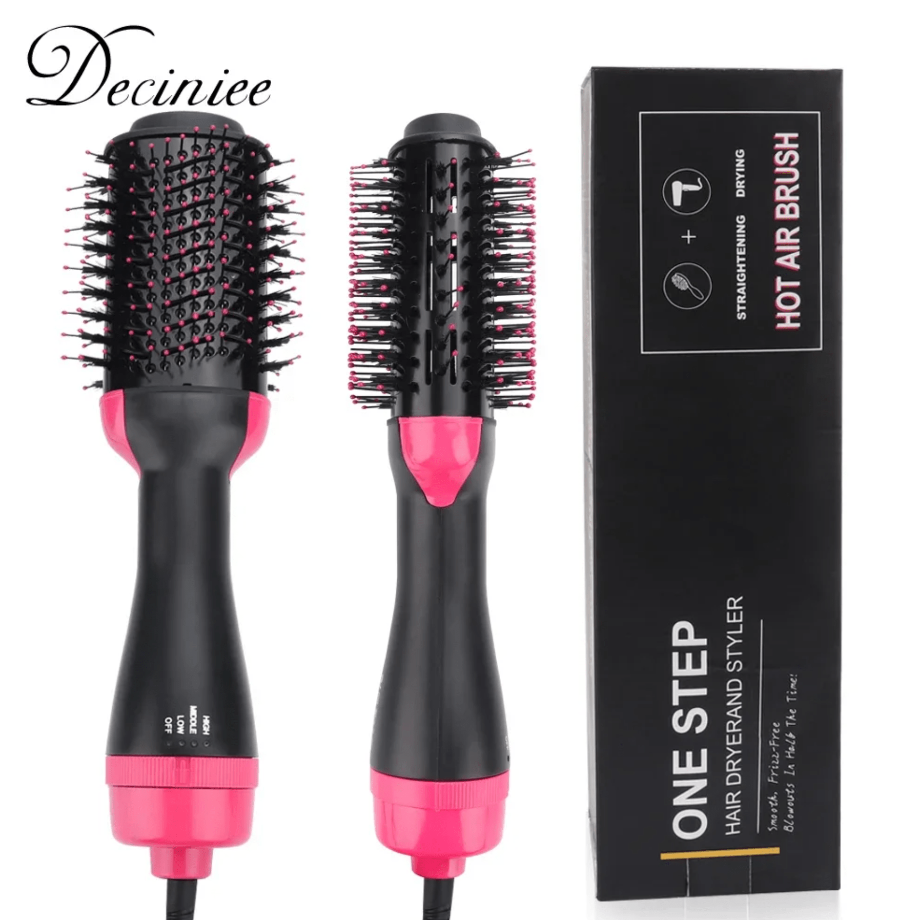 1000W Hair Dryer Hot Air Brush Styler and Volumizer Hair Straightener Curler Comb Roller One Step Electric Ion Blow Dryer Brush - 46247 - Justyol