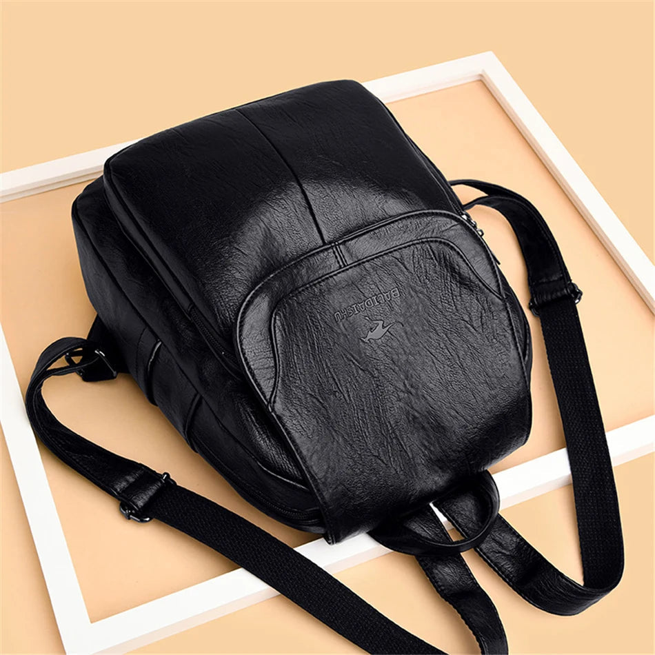 Genuine Women Leather Backpack Fashion Female Shoulder Bag Sac a Dos Ladies Bagpack Mochilas School Bags For Teenage Girls 2024 MU Group