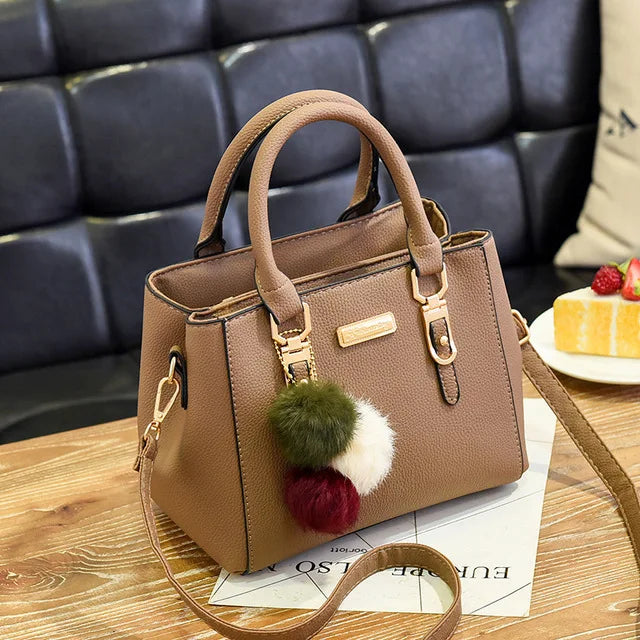 Yogodlns women beading pendant handbag ladies embossed shoulder bag ladies Messenger bag hairball bags high quality bag MU Group