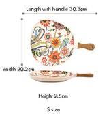 Ceramic Salad Plates with Handle,Porcelain Dinner Plates,Colorful Floral Pattern Serving Plate for Desserts Sandwiches Dishes 접시 MU Group